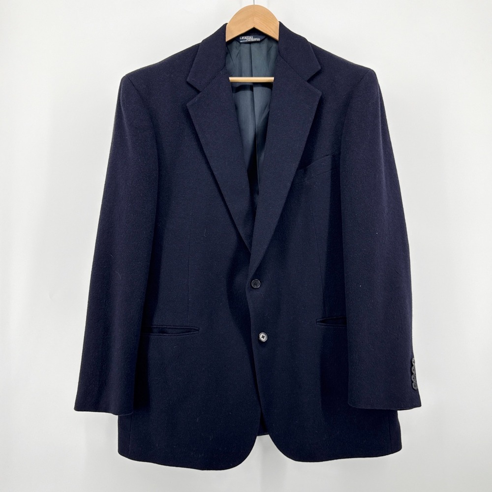 Polo Ralph Lauren Men's Navy Blue 100% Camel Hair Blazer Size 43 Long Classic‎